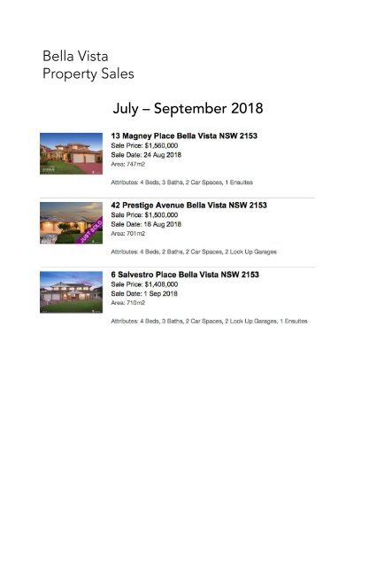 Bella Vista Market Report Jul Sept 18