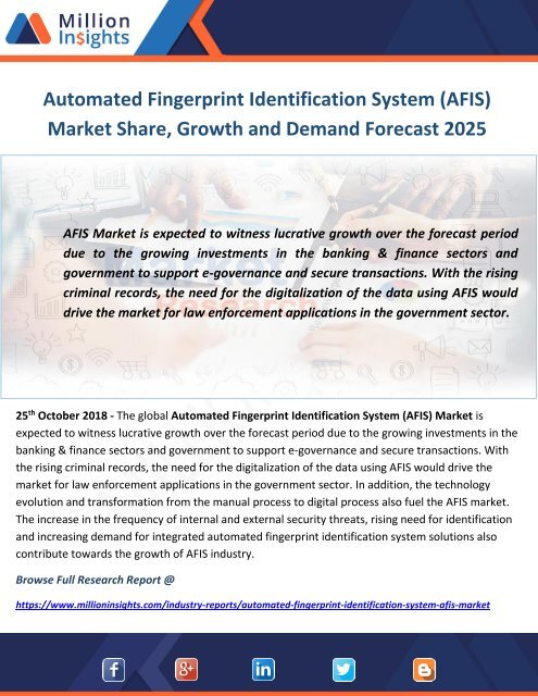 Automated Fingerprint Identification System &amp;#40;AFIS&amp;#41; Market Share, Growth and Demand Forecast 2025