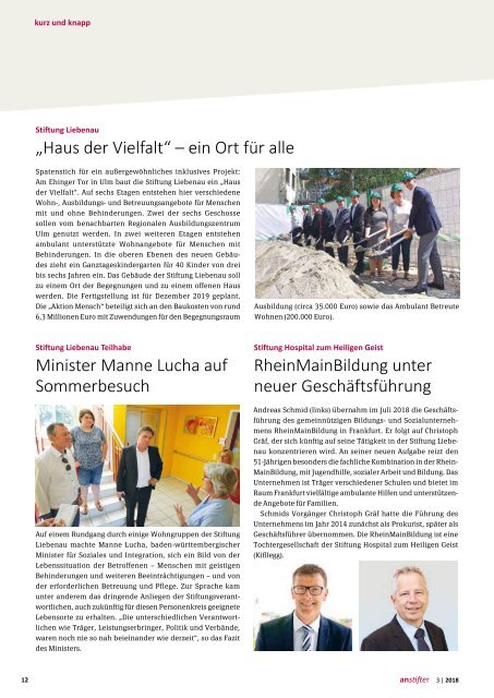 Anstifter 3, 2018 der Stiftung Liebenau
