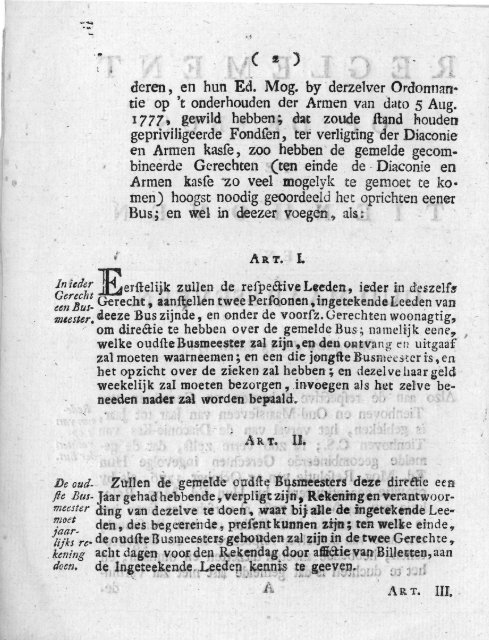 Reglement op de bus te Tienhoven en Oud-Maarsseveen, anno 1785.