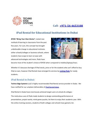 iPad Rental for Educational Institutions in Dubai