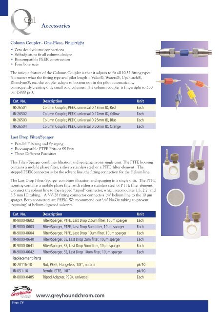 Greyhound Chromatography Q-Col Catalogue 2