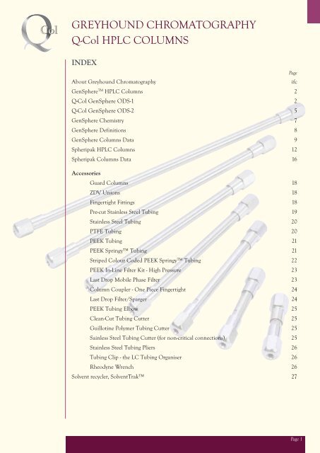 Greyhound Chromatography Q-Col Catalogue 2