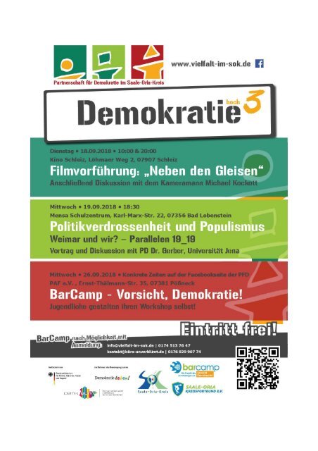 Dokumentation Demokratiekonferenz 2018 der Partnerschaft für Demokratie im Saale-Orla-Kreis