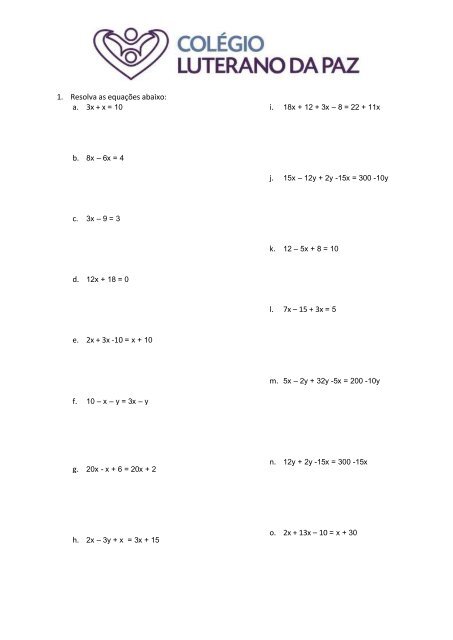 Resolução Equações (7º ano): – M@t Eduga