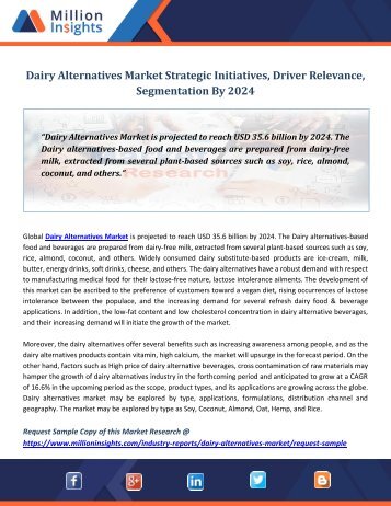 Dairy Alternatives Market Strategic Initiatives, Driver Relevance, Segmentation By 2024 