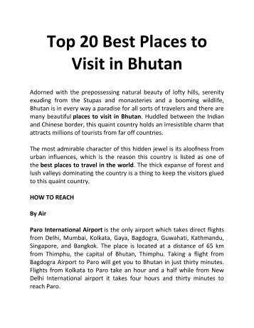 Top 20 Best Places to Visit in Bhutan