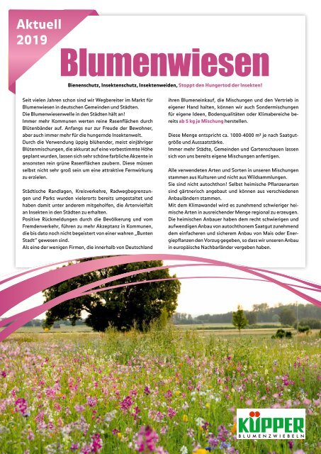 Blumenwiesen, Saison 2019