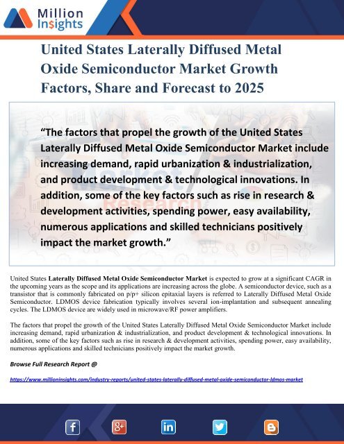 United States Laterally Diffused Metal Oxide Semiconductor Market Growth Factors, Share and Forecast to 2025