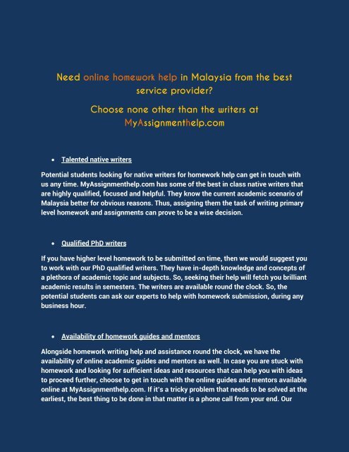 LOOKING FOR A RELIABLE HOMEWORK HELP- MALAYSIA