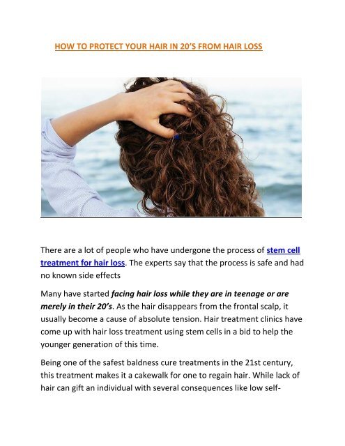 stem cell hair loss therapy