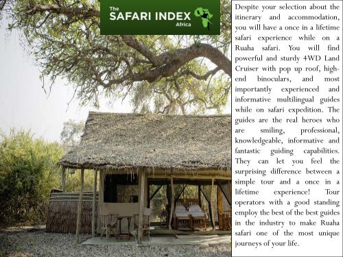 Tour Operator Offers Unique And Exciting Ruaha Safari Appealing To Adventurous Travelers