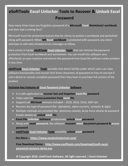 excel unlocker freeware