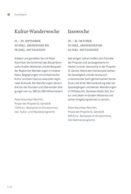 Seminar- und Kulturprogramm 2019 der Propstei St. Gerold