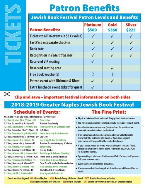 Jewish Book Festival brochure