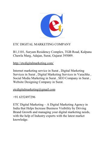 ETC DIGITAL MARKETING COMPANY