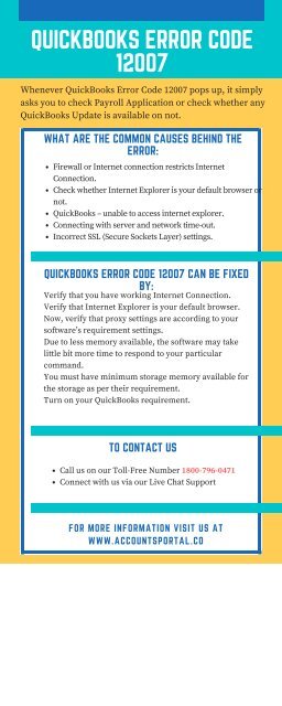 Step For Fix QuickBooks Error Code 12007