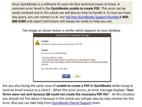 Few Easy Steps to Fix Error QuickBooks Unable to create PDF