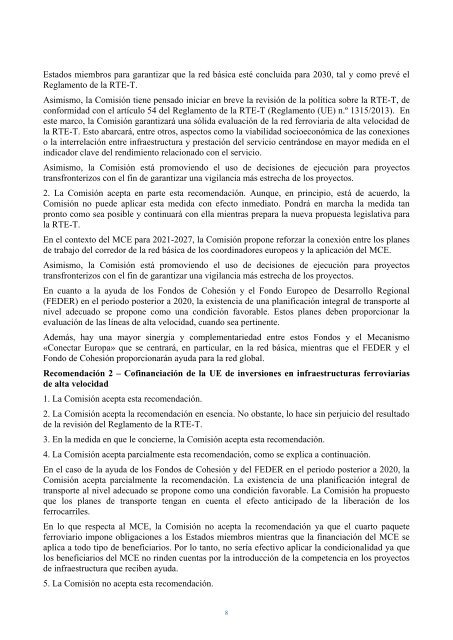 Informe del Tribunal de Cuentas Europeo (European Court of Auditors) sobre Ferrocarril de Alta Velocidad en la UE