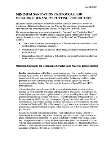 minimum sanitation protocols for offshore geranium cutting ... - aphis