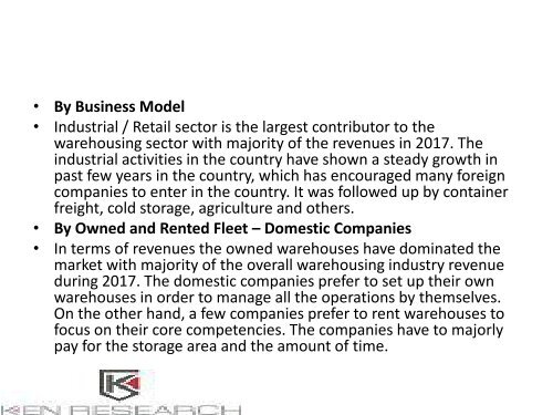 Philippines Warehousing Market, Industry Research Report, Philippines Warehousing Emerging Market Trends, Types of Warehouses Philippines : Ken Research