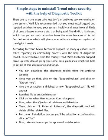    Simple steps to uninstall Trend micro security with the help of Diagnostic Toolkit