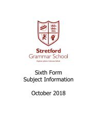 Sixth Form Subject Information 2018.19