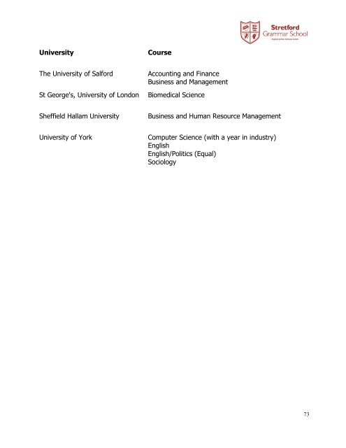 Sixth Form Subject Information 2018.19