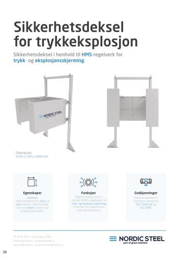 Sikkerhetsdeksel for trykkeksplosjon