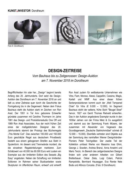 KUNSTINVESTOR AUSGABE NOVEMBER 2018