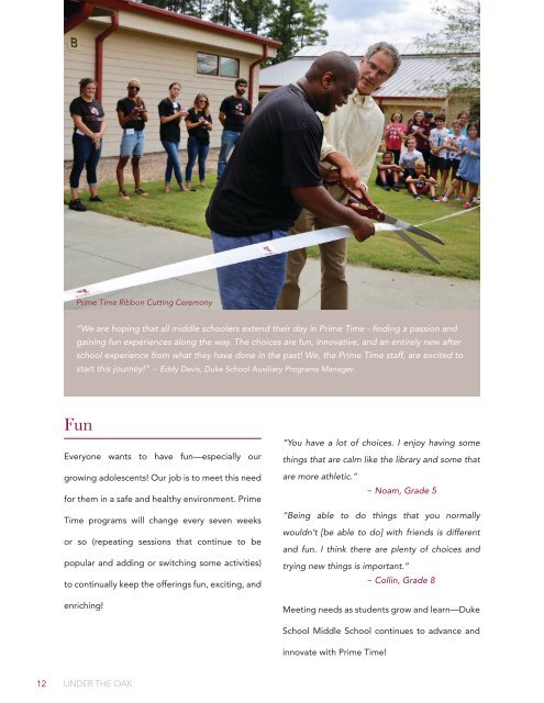 Duke School Under the Oak Magazine, Fall 2018