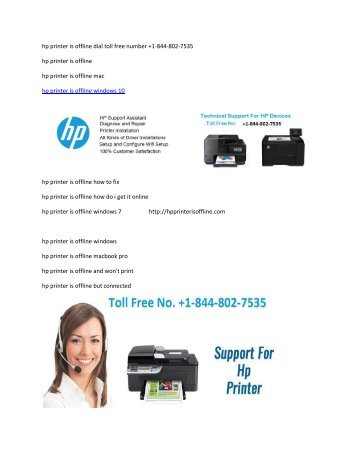 hp printer is offline dial toll free number 844-802-7535
