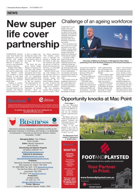 Tasmanian Business Reporter November 2018