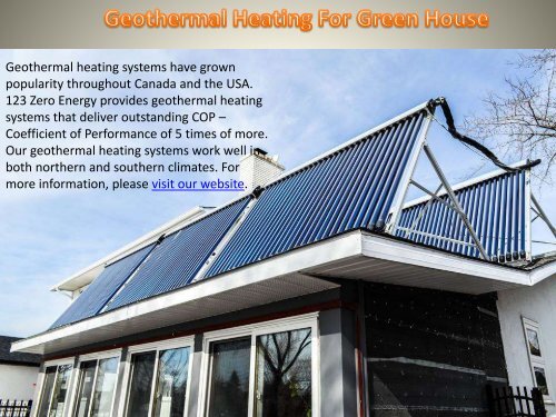 Best Geothermal Heating For Green House