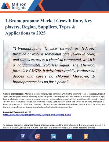 1-Bromopropane Market Perspective, Comprehensive Analysis, Size, Share, Growth, Segment, Trends and Forecast 2025