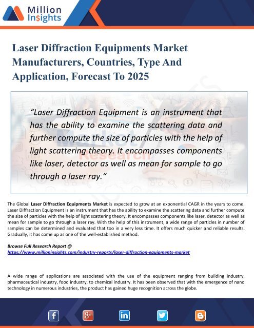 Laser Diffraction Equipments Market - Industry Analysis, Size, Share, Growth, Trends and Forecast 2018 - 2025