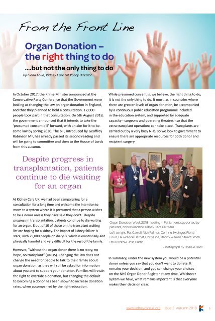 Kidney Matters - Issue 3, Autumn 2018