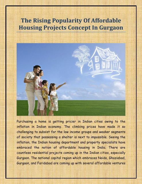 The Rising Popularity Of Affordable Housing Projects Concept In Gurgaon