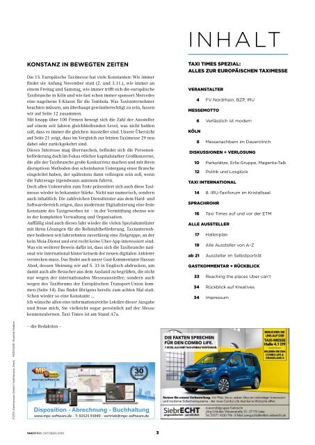 Taxi Times Special 2018 - Europäische Taximesse