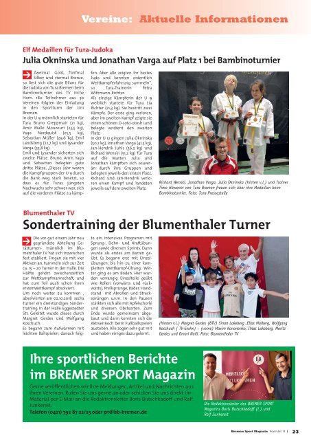 BREMER SPORT Magazin | November 2018