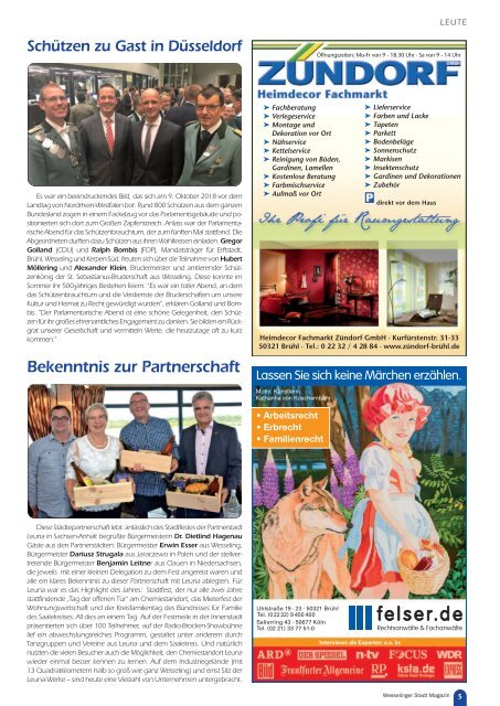 Wesselinger Stadt Magazin Oktober 2018