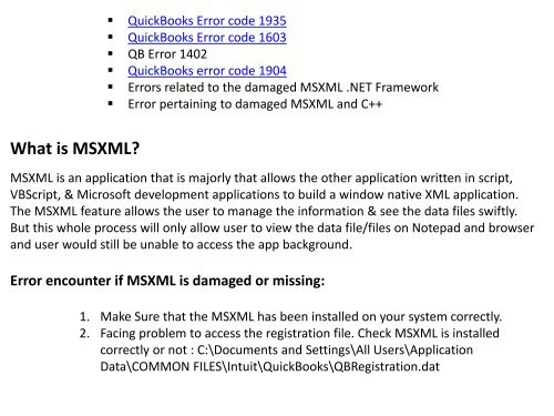 Fix Microsoft.NET Framework, MSXML, and C++ Errors in QuickBooks Desktop