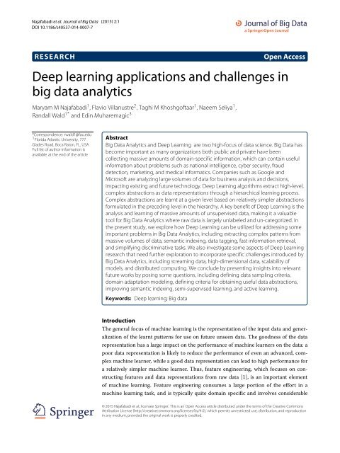 big data and deep learning