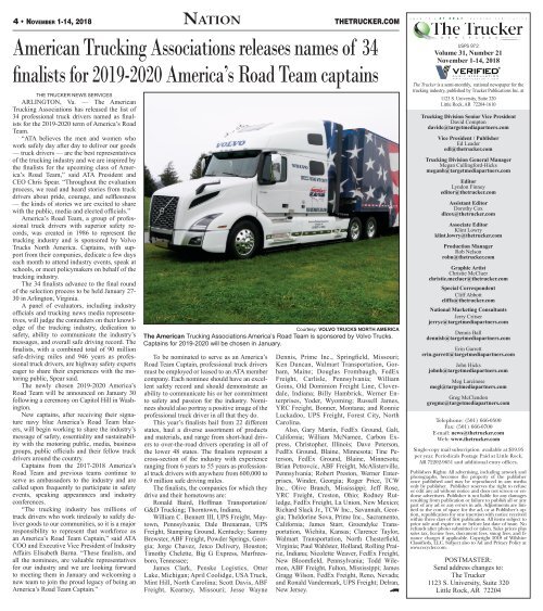 The Trucker Newspaper - November 1, 2018