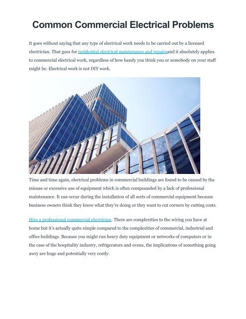 Common Commercial Electrical Problems