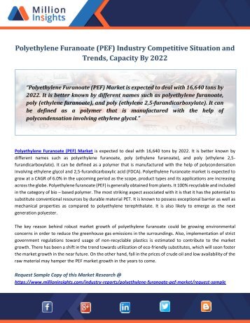 Polyethylene Furanoate (PEF) Industry Competitive Situation and Trends, Capacity By 2022 