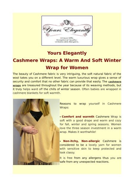 Cashmere Wraps: A Warm And Soft Winter Wrap for Women