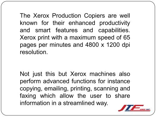 Xerox Production Copiers| JTF Business Systems