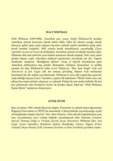 Walt Whitman - Çimen Yaprakları