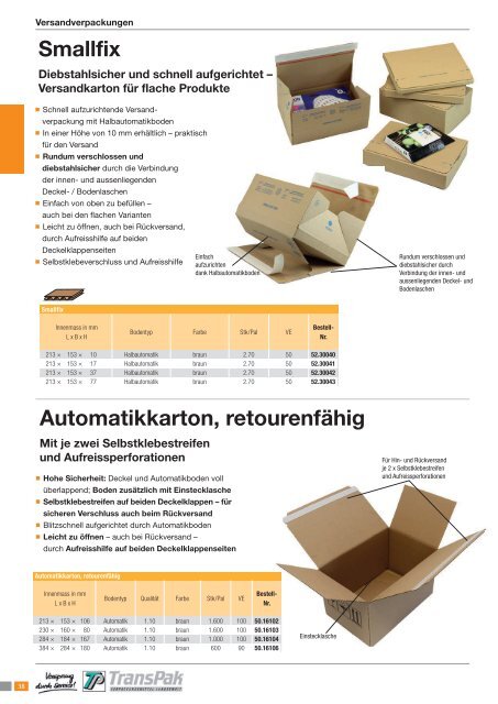 TransPak Verpackungsmittelkatalog Schweiz